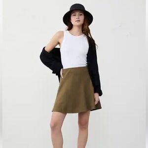 NWT Banana Republic LINEN-BLEND MINI SLIP SKIRT Olive A-Line